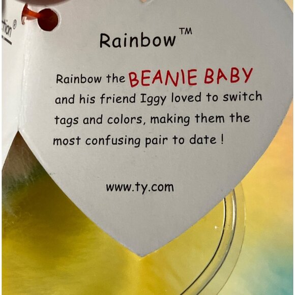 Ty Beanie Buddies Rainbow Chameleon Plush 1999 Colorful Tie-Dye Animal - Picture 16 of 16